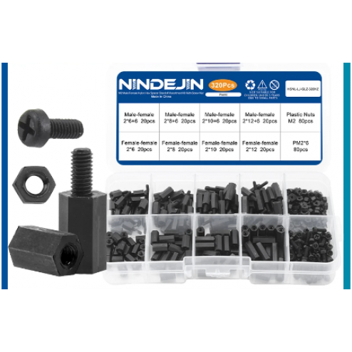 M2 Nindejin  Nylon Sechskant Abstandshalter Sortiment Kit mit Kunststoffschrauben, Muttern