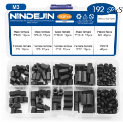 M3 Nindejin  Nylon Sechskant Abstandshalter Sortiment Kit mit Kunststoffschrauben, Muttern